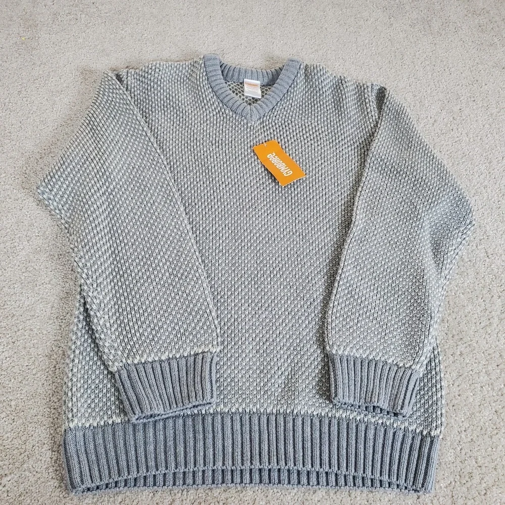 Gymboree Youth Boy's‎ Sweater SZ L 10-12 Gray & White V-neck Long Sleeve NWTG